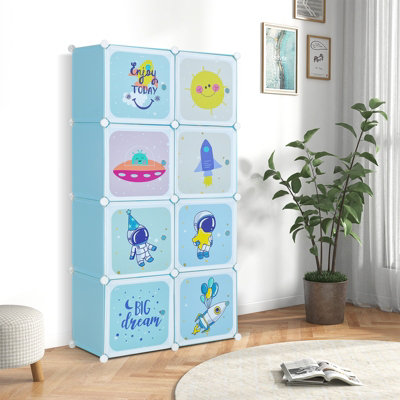 Costway Portable Kids Wardrobe 8-Cube Baby Closet Dresser Children's Storage Organizer