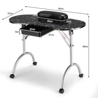 Costway Portable Nail Table Station Manicure Tech Desk Nails Art Table ...