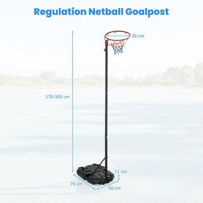 COSTWAY Portable Netball Post Freestanding Netball Hoop & Goal System ...