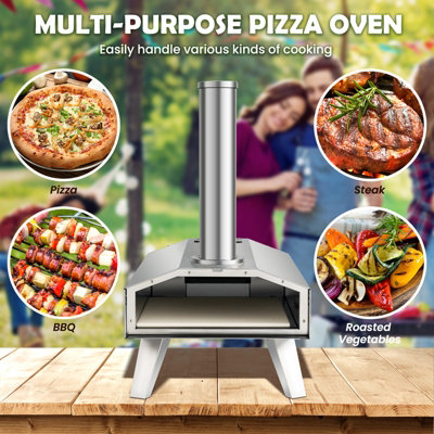 BIG HORN Gas Pizza Oven, 12 Inch Portable Stainless Steel Propane Pizza Oven Outdoor Pizza Maker With Stone For Baked Pizza