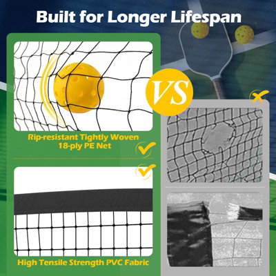 Filet De Pickleball Pour Entraînement - Taille 670x91 Cm - Noir