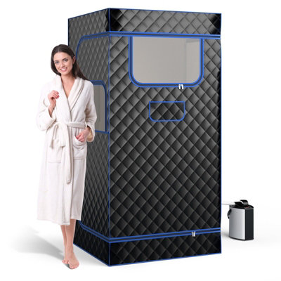 Costway Portable Steam Sauna Home Full Body Sauna Box w/ 3L Steam Generator-Black