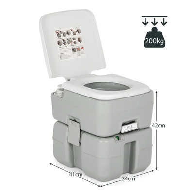 Costway Portable Toilet Compact 20L Waste Tank Compact Commode with Level Indicator