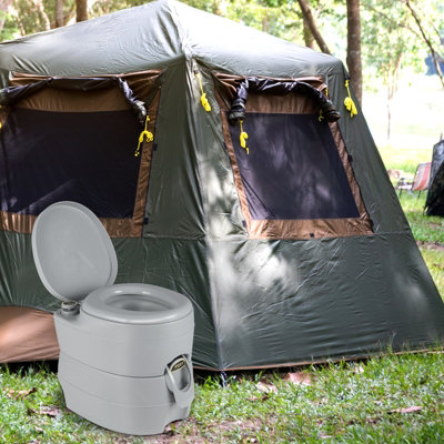 Costway Portable Toilet Compact Camping Commode with 20 L Detachable ...