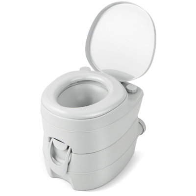 Costway Portable Toilet Compact Indoor Outdoor Commode with 20 L Detachable Waste Tank