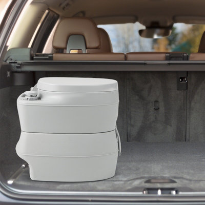 Costway Portable Toilet Compact Indoor Outdoor Commode with 20 L Detachable Waste Tank