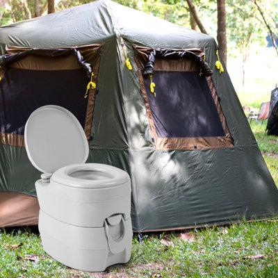 Costway Portable Toilet Compact Indoor Outdoor Commode with 20 L Detachable Waste Tank - 4