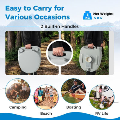 Costway Portable Toilet Compact Indoor Outdoor Commode with 20 L Detachable Waste Tank - 8