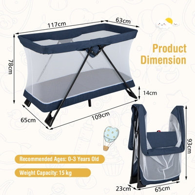 Costway Portable Travel Crib Foldable Nursery Center Baby Palypen w Mattress