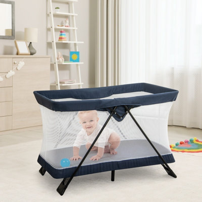 Costway Portable Travel Crib Foldable Nursery Center Baby Palypen w Mattress