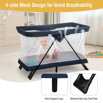 Costway Portable Travel Crib Foldable Nursery Center Baby Palypen w Mattress