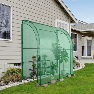 Costway Portable Walk-in Greenhouse Planter Flower Grow Tent with 3-Tier Plant Stand - 3