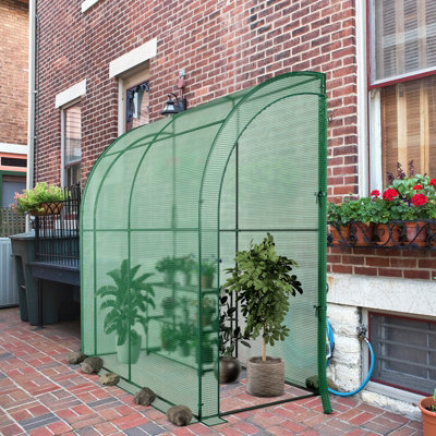 Costway Portable Walk-in Greenhouse Planter Flower Grow Tent with 3-Tier Plant Stand - 4