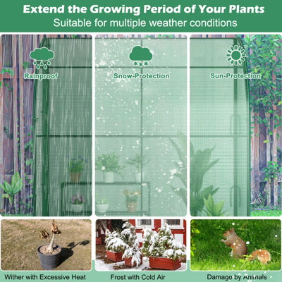 Costway Portable Walk-in Greenhouse Planter Flower Grow Tent with 3-Tier Plant Stand - 5