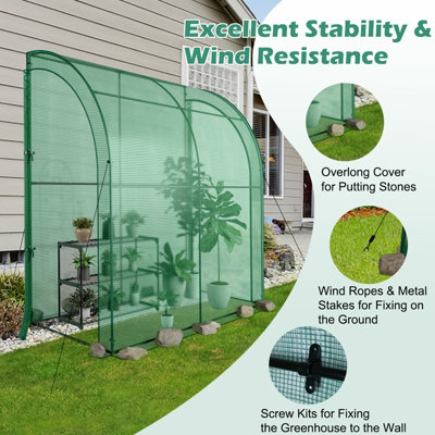 Costway Portable Walk-in Greenhouse Planter Flower Grow Tent with 3-Tier Plant Stand - 8