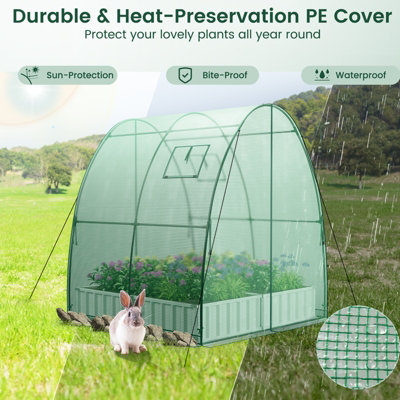 Costway Portable Walk-in Greenhouse Tunnel W/ 2 Zippered Doors & Roll-up Screen Windows - 3