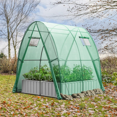 Costway Portable Walk-in Greenhouse Tunnel W/ 2 Zippered Doors & Roll-up Screen Windows - 9
