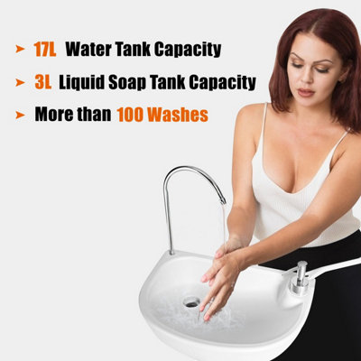 Costway Portable Washing Station Mobile Camping Hand Wash Sink Stand with Rolling Wheels - 4