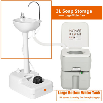 Costway Portable Washing Station Mobile Camping Hand Wash Sink Stand with Rolling Wheels - 6