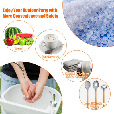 Costway Portable Washing Station Mobile Camping Hand Wash Sink Stand with Rolling Wheels - 9