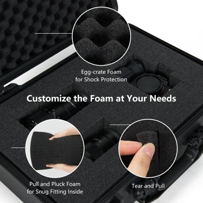 Costway Portable Waterproof Hard Case Shockproof Camera Case with Customizable Fit Foam