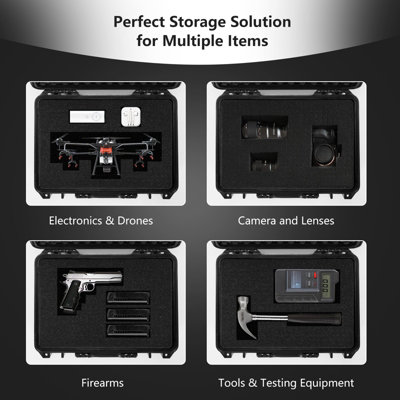 Costway Portable Waterproof Hard Case Shockproof Camera Case with Customizable Fit Foam - 5