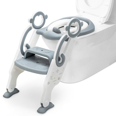 Costway Potty Training Toilet Seat Non-Slip Step Height-Adjustable Foldable Chair Ladder