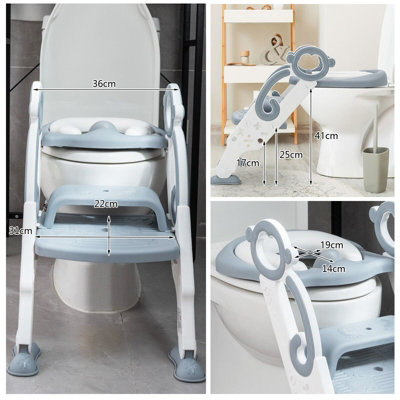 Costway Potty Training Toilet Seat Non-Slip Step Height-Adjustable Foldable Chair Ladder