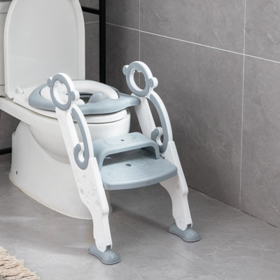 Costway Potty Training Toilet Seat Non-Slip Step Height-Adjustable Foldable Chair Ladder - 3