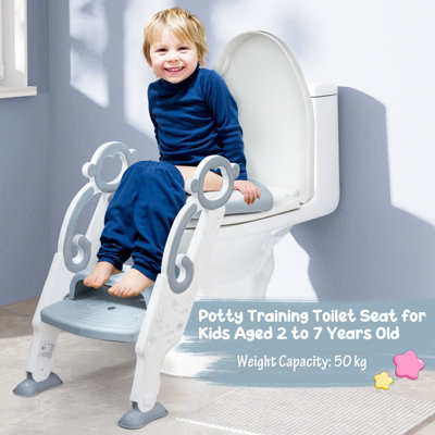 Costway Potty Training Toilet Seat Non-Slip Step Height-Adjustable Foldable Chair Ladder - 4