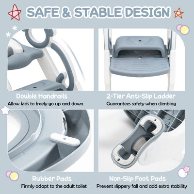 Costway Potty Training Toilet Seat Non-Slip Step Height-Adjustable Foldable Chair Ladder - 5