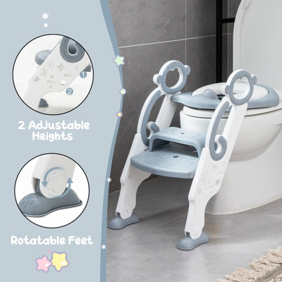 Costway Potty Training Toilet Seat Non-Slip Step Height-Adjustable Foldable Chair Ladder - 6