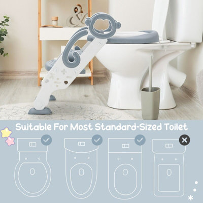 Costway Potty Training Toilet Seat Non-Slip Step Height-Adjustable Foldable Chair Ladder - 7
