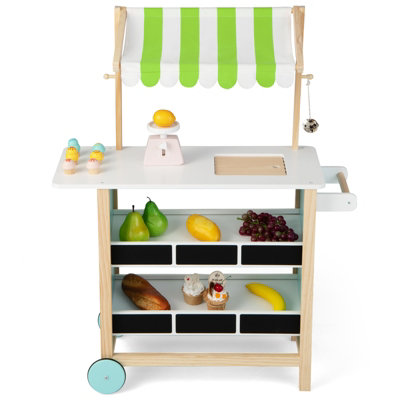 Costway Pretend Play Kids Ice Cream Cart Wooden Grocery Store Toddler Supermarket Toy