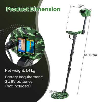 Costway Professional Metal Detector High Accuracy IP68 Waterproof Gold Detector 5 Modes
