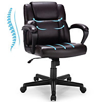 Costway PU Leather Office Chair Modern Executive Chair Ergonomic Rocking Computer Desk Chair