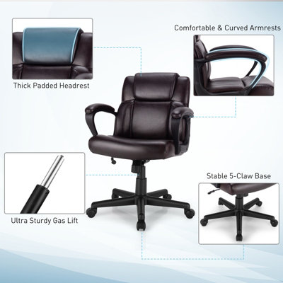 Costway PU Leather Office Chair Modern Executive Chair Ergonomic