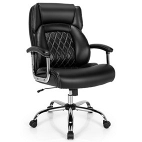 Costway PU Leather Office Chair Padded Modern Executive Chair Ergonomic Computer Desk