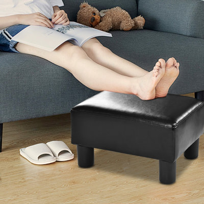 Costway small ottoman footrest pu deals leather footstool rectangular seat stool