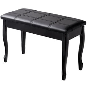 Costway PU Leather Piano Bench Double Duet Seat W/ Padded Cushion & Storage Compartment