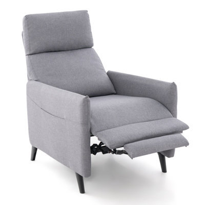 Costway Push Back Recliner Chair Linen Fabric Reclining Armchair Single Sofa
