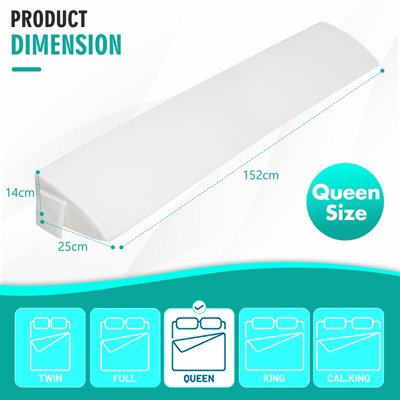 Costway Queen Size Bed Wedge Pillow Bolster Triangle Pillow Long Gap Filler Side Pocket - 3