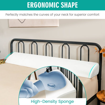 Costway Queen Size Bed Wedge Pillow Bolster Triangle Pillow Long Gap Filler Side Pocket - 5