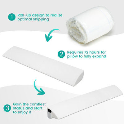 Costway Queen Size Bed Wedge Pillow Bolster Triangle Pillow Long Gap Filler Side Pocket - 9