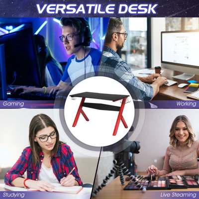 Costway Racing Computer Desk with Cup & Headphone Holder