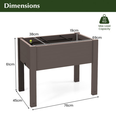 Costway Raised Bed Grow Box 53L Self-Watering Planter Box Stand w/ Water Level Monitor - 3