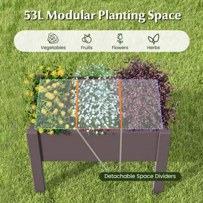 Costway Raised Bed Grow Box 53L Self-Watering Planter Box Stand w/ Water Level Monitor - 5