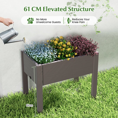 Costway Raised Bed Grow Box 53L Self-Watering Planter Box Stand w/ Water Level Monitor - 6