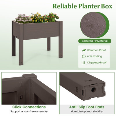 Costway Raised Bed Grow Box 53L Self-Watering Planter Box Stand w/ Water Level Monitor - 8