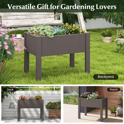 Costway Raised Bed Grow Box 53L Self-Watering Planter Box Stand w/ Water Level Monitor - 9